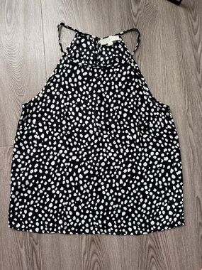 LOFT Black and White Dot Halter Top